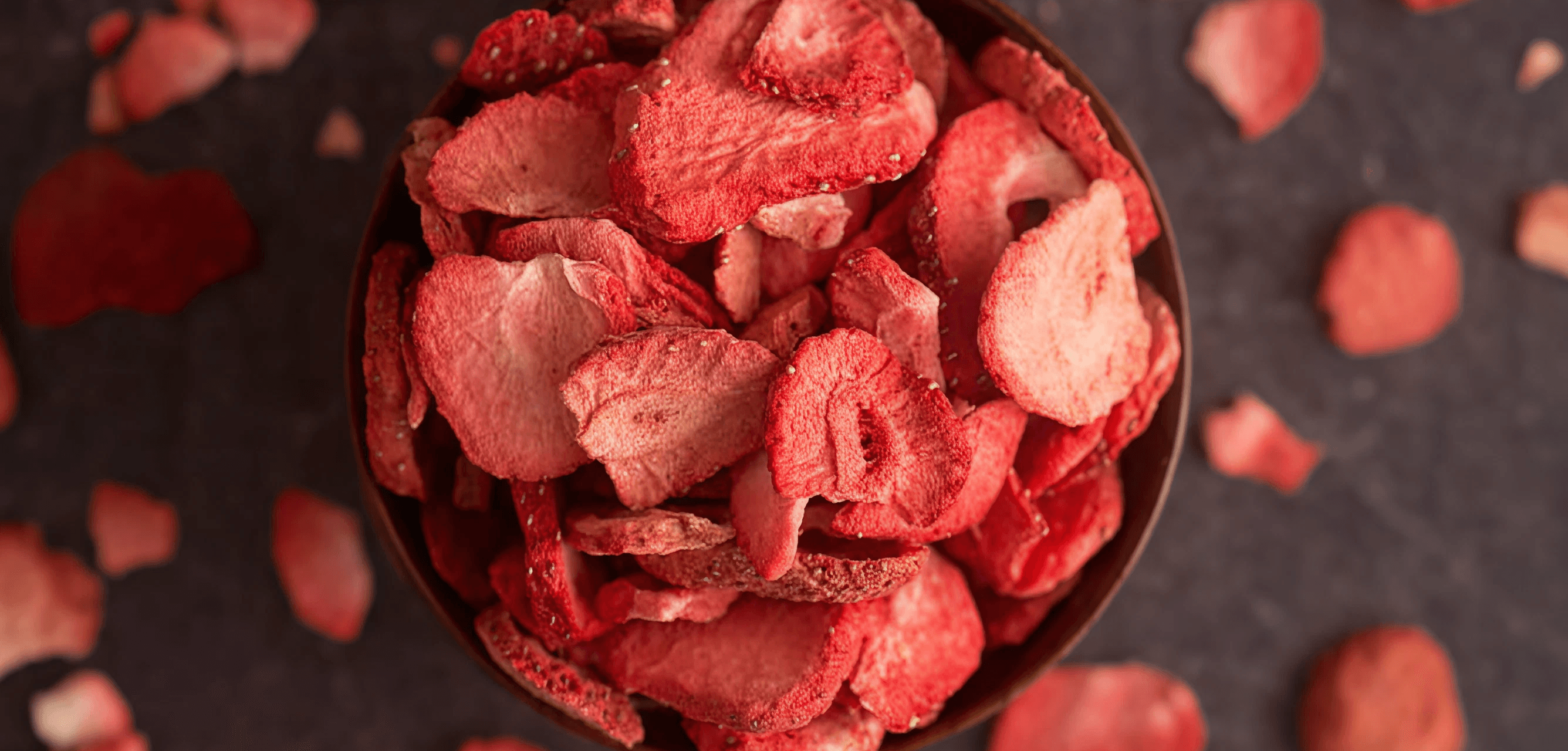Freeze-dried strawberries in a bowl